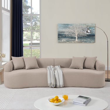 Curved Modular Sectional Sofa in Lamb's Wool Fabric
